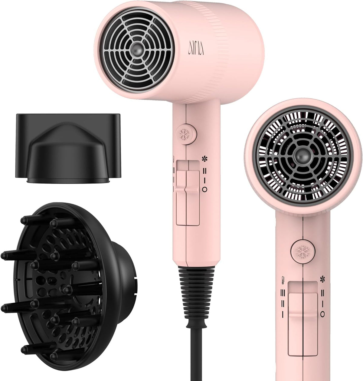 Diffuser Hair Dryer Full-Featured Blow Dryer 110V/1600W(Babe Pink)
