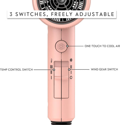 Diffuser Hair Dryer Full-Featured Blow Dryer 110V/1600W(Babe Pink)