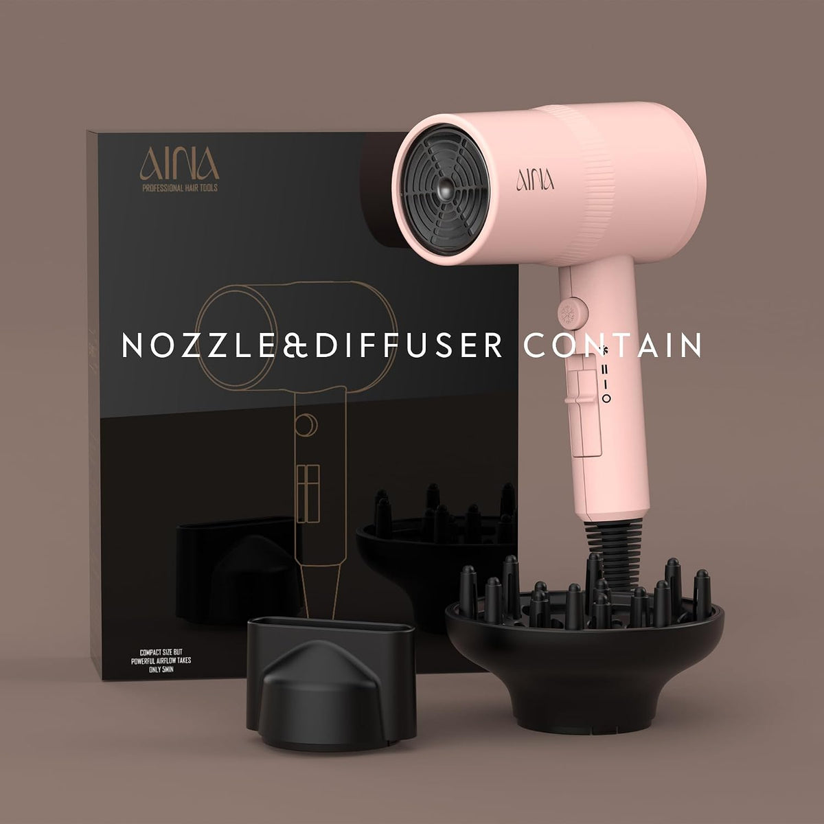 Diffuser Hair Dryer Full-Featured Blow Dryer 110V/1600W(Babe Pink)