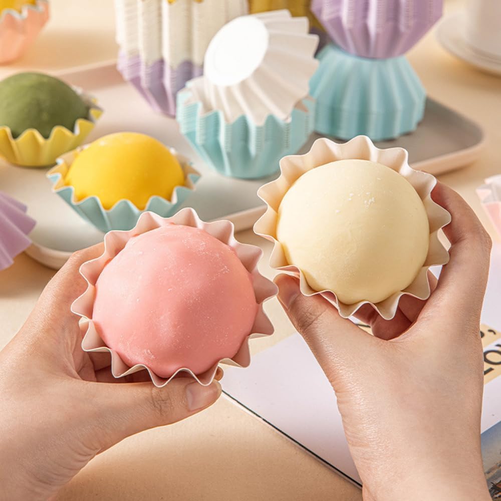 100 PCS Baking Cups Cupcake Liner Flared Brioche Muffin Wrappers (Pink)