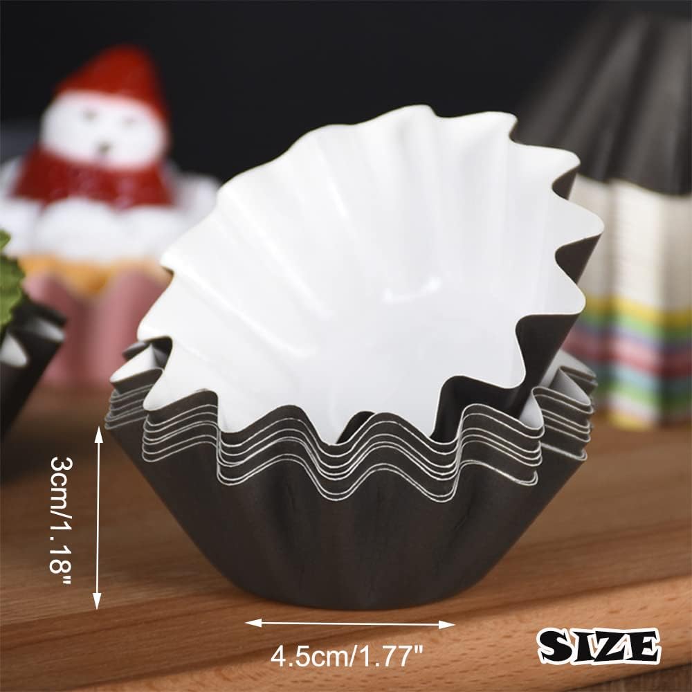 100 PCS Baking Cups Cupcake Liner Flared Brioche Muffin Wrappers (Pink)