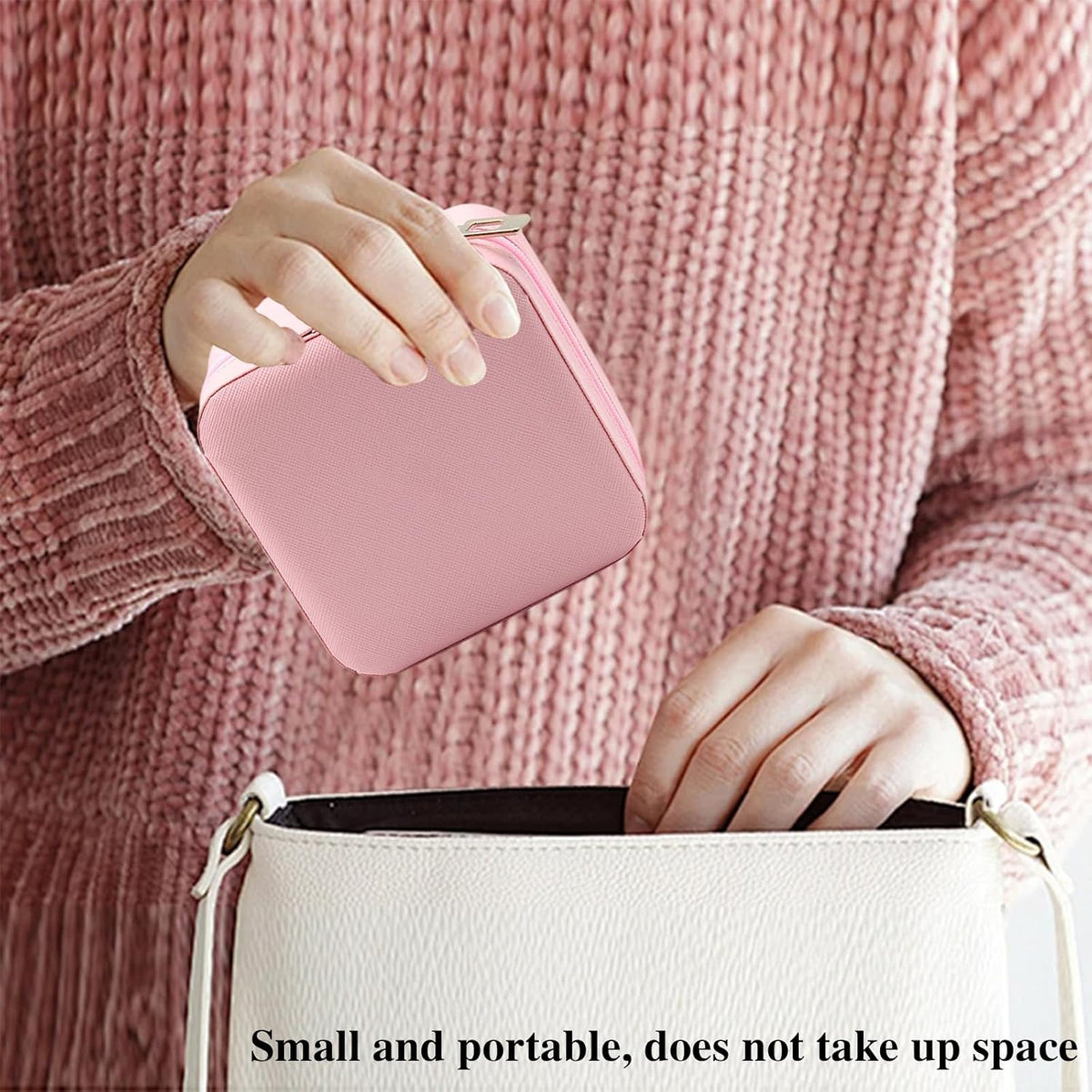 Travel Sewing Kit for Adults Beginners, Portable Mini Sew Kit Leather Box with Thimbles, Needle and Thread, Basic Hand Home Starter Sewing Supplies Accessories for Emergency Mending, Pink