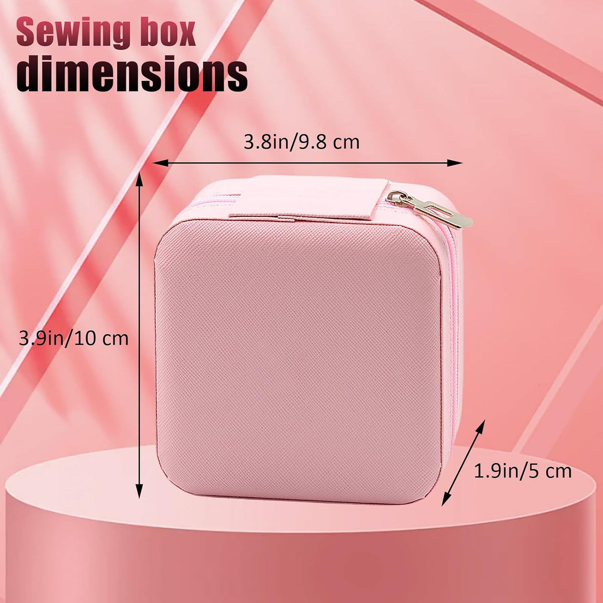 Travel Sewing Kit for Adults Beginners, Portable Mini Sew Kit Leather Box with Thimbles, Needle and Thread, Basic Hand Home Starter Sewing Supplies Accessories for Emergency Mending, Pink
