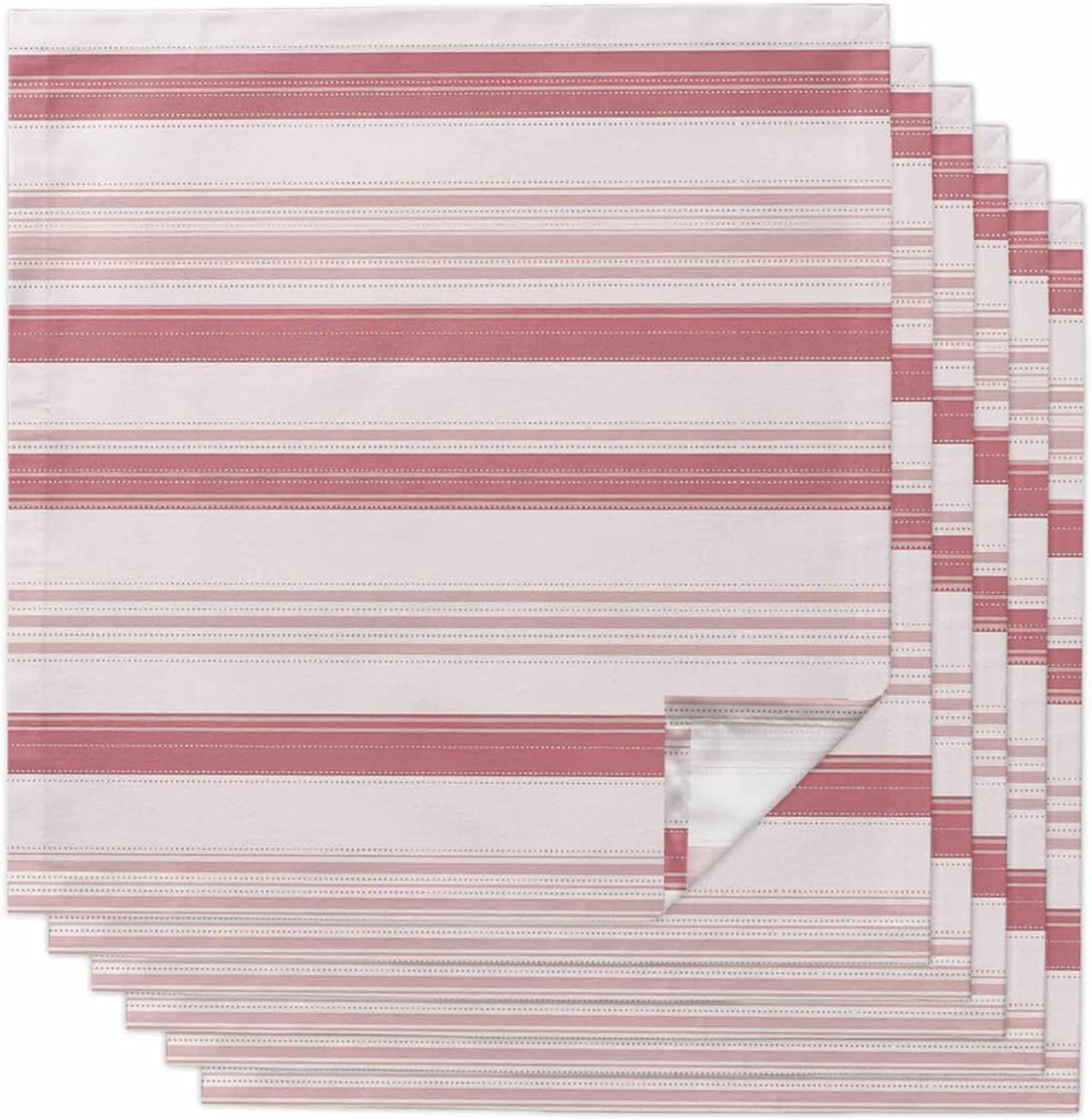 Pink Stripes Cloth Napkins Set of 6, Holiday Napkins for Baby Shower, Modern Minimalist Lines Pattern Washable Reusable Dinner Napkin for Cocktail Wedding Party, 20 x 20 Inch