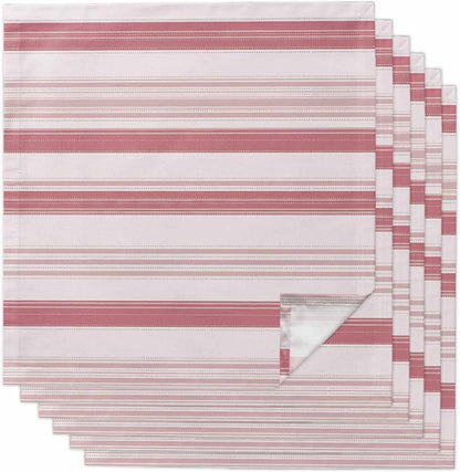 Pink Stripes Cloth Napkins Set of 6, Holiday Napkins for Baby Shower, Modern Minimalist Lines Pattern Washable Reusable Dinner Napkin for Cocktail Wedding Party, 20 x 20 Inch