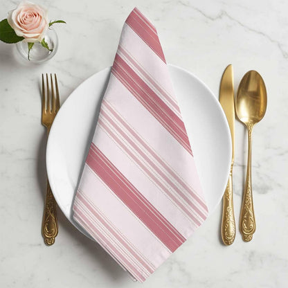 Pink Stripes Cloth Napkins Set of 6, Holiday Napkins for Baby Shower, Modern Minimalist Lines Pattern Washable Reusable Dinner Napkin for Cocktail Wedding Party, 20 x 20 Inch