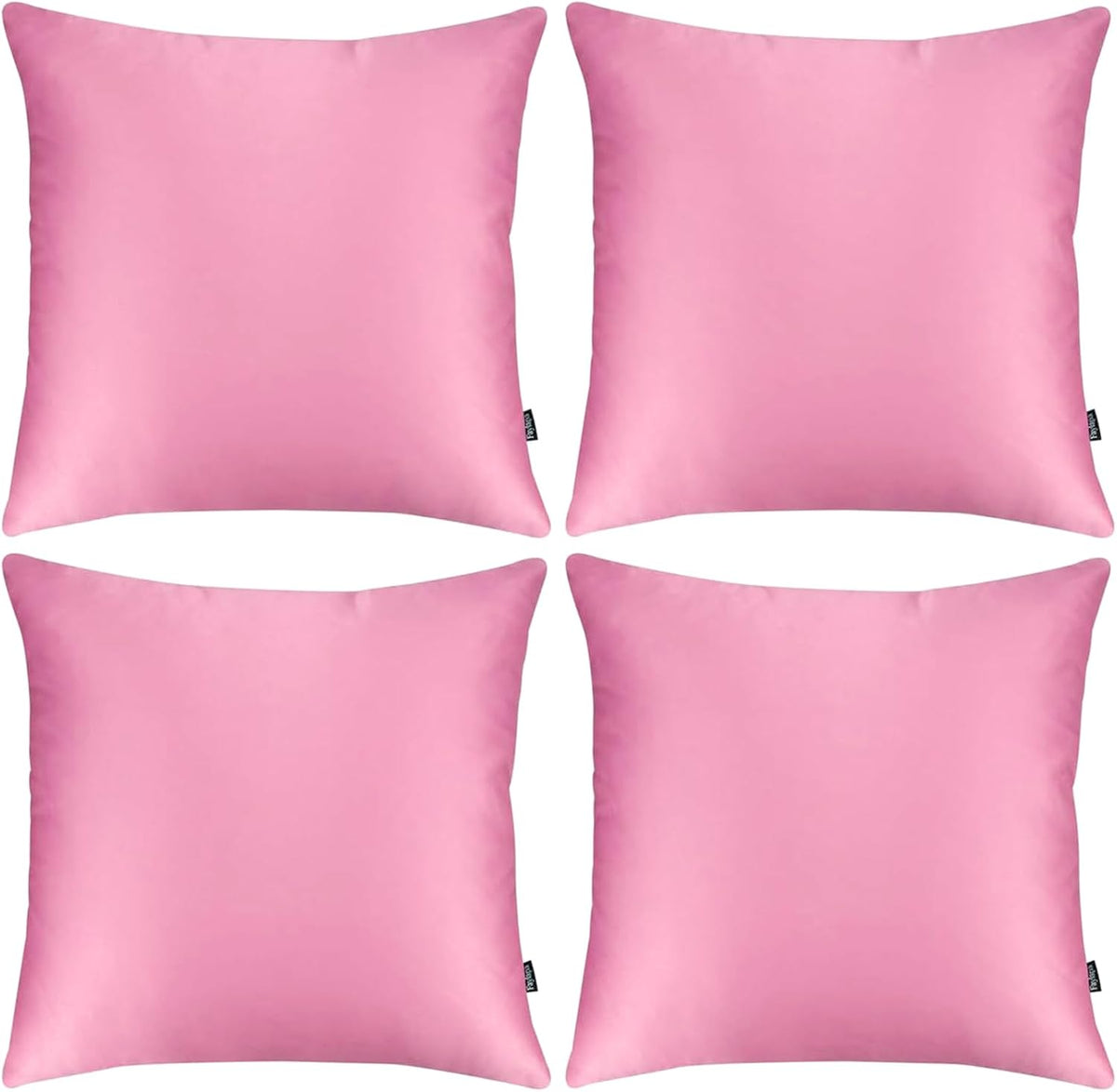 4 Pack Silky Satin Throw Pillow Covers 18x18 Inch Dark Pink