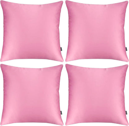 4 Pack Silky Satin Throw Pillow Covers 18x18 Inch Dark Pink