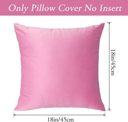 4 Pack Silky Satin Throw Pillow Covers 18x18 Inch Dark Pink