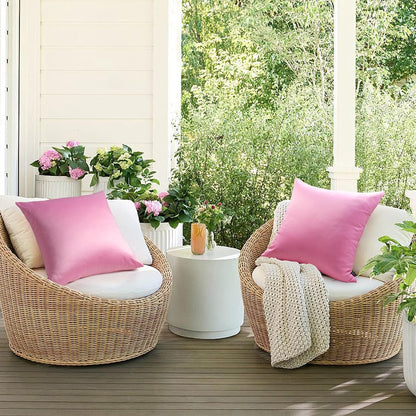 4 Pack Silky Satin Throw Pillow Covers 18x18 Inch Dark Pink