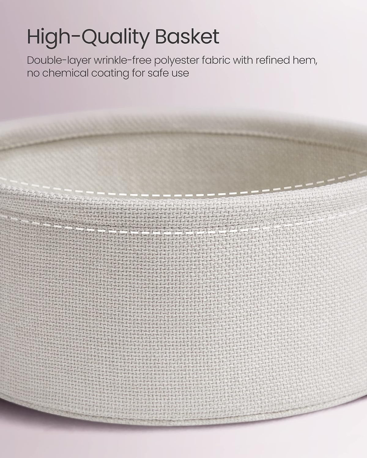 VASAGLE Small Round Side End Table, Small Nightstand with Fabric Basket