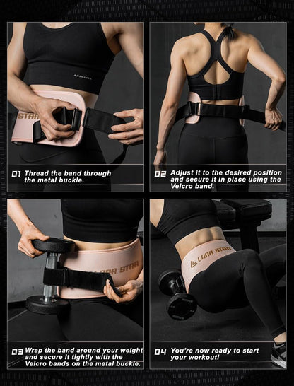 Hip Thrust Belt,Booty Belt for Hip Thrust,Hip Belt Pad for Glute Bridge Butt Workout with Dumbbells Kettlebells for Lunges Reverse Squat (Pink)