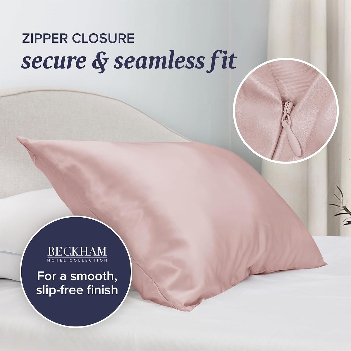 Silk Pillow Case with Zipper, 100% Mulberry Silk Pillowcase for Hair & Skin, 22 Momme 6A Grade, Oeko-TEX Certified, 1PC, King, Cherry Pink