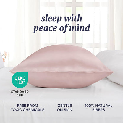 Silk Pillow Case with Zipper, 100% Mulberry Silk Pillowcase for Hair & Skin, 22 Momme 6A Grade, Oeko-TEX Certified, 1PC, King, Cherry Pink