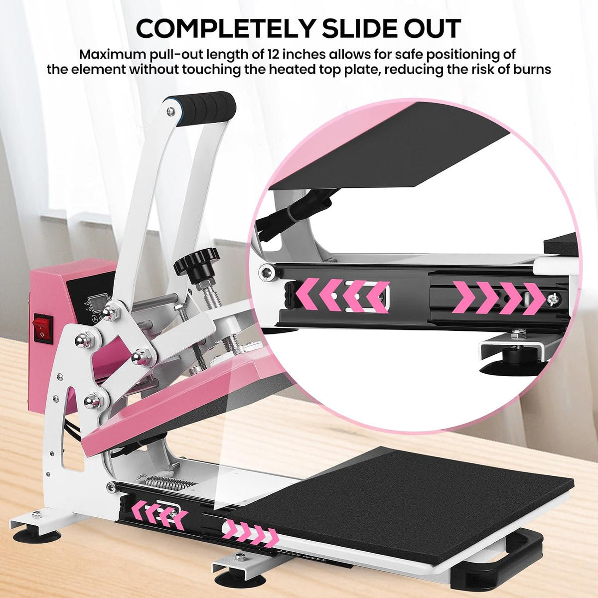 12x10 Pink Heat Press Machine for T-Shirts & HTV Sublimation Machine