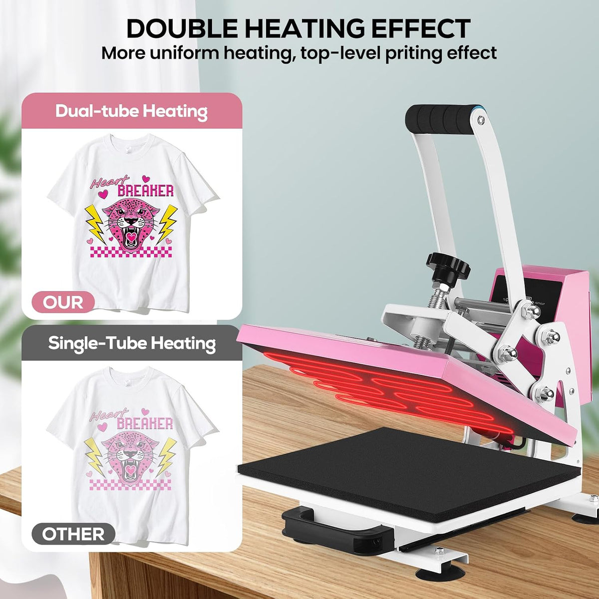 12x10 Pink Heat Press Machine for T-Shirts & HTV Sublimation Machine