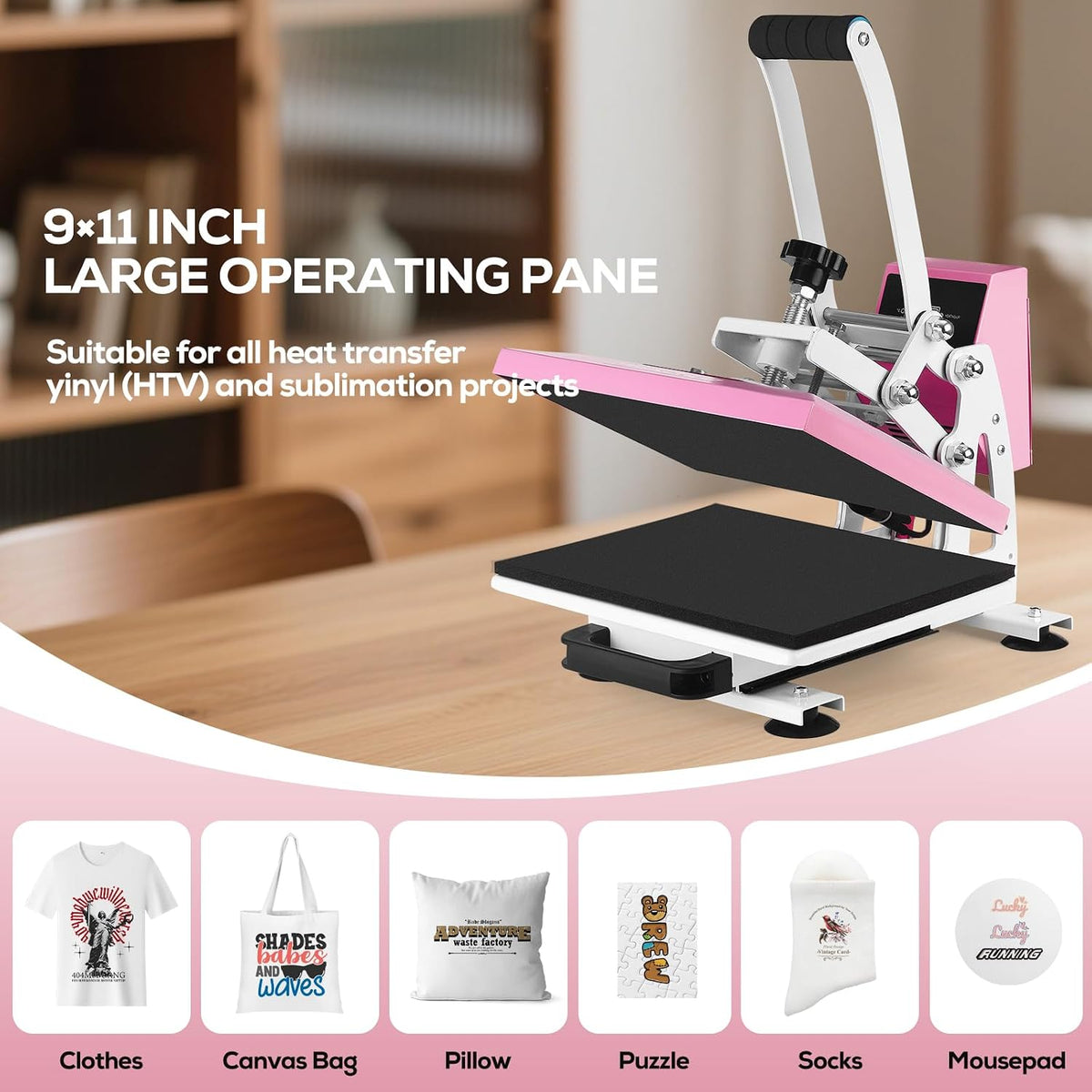 12x10 Pink Heat Press Machine for T-Shirts & HTV Sublimation Machine