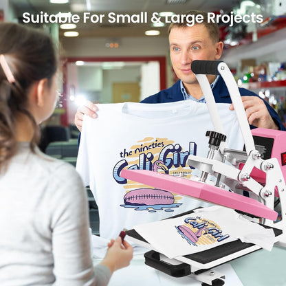 12x10 Pink Heat Press Machine for T-Shirts & HTV Sublimation Machine