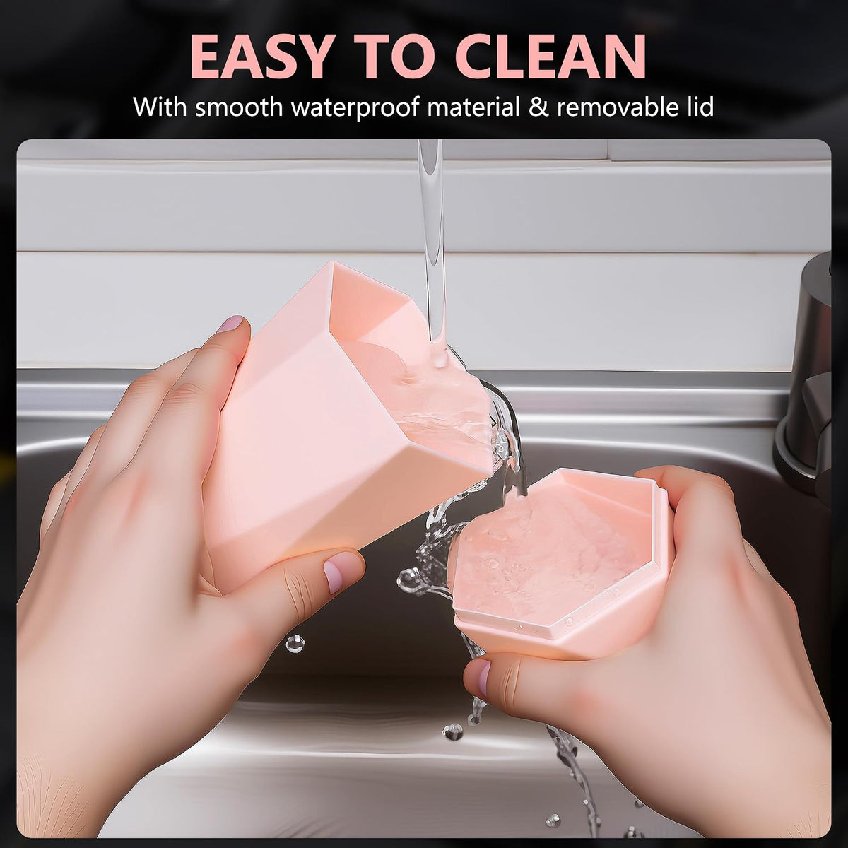 Car Trash Can with Lid, Leakproof, 30 Trash Bags, Pink, 2 Pack