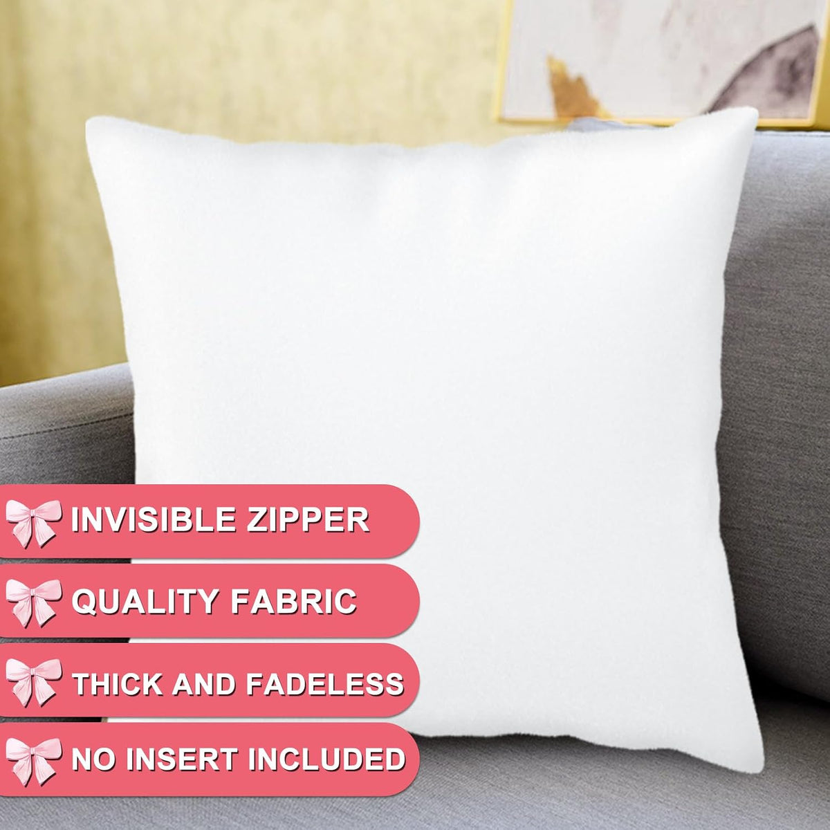 2 Pcs Pink Bow Pillow Covers Watercolor Bowknot Throw Pillow Cases Coquette Cushion Covers for Party Home Couch Sofa Car, 18 x 18 in