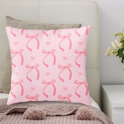 2 Pcs Pink Bow Pillow Covers Watercolor Bowknot Throw Pillow Cases Coquette Cushion Covers for Party Home Couch Sofa Car, 18 x 18 in