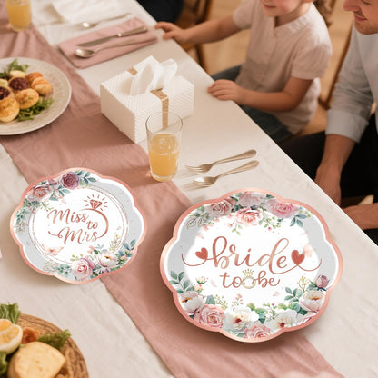 191Pcs Bridal Shower Decorations Tableware Set, 25 Serves