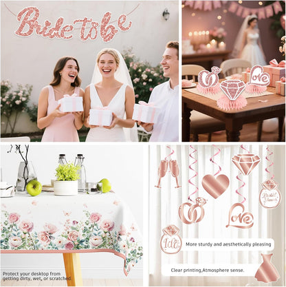 191Pcs Bridal Shower Decorations Tableware Set, 25 Serves
