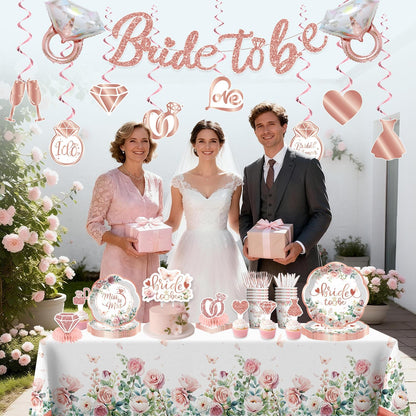 191Pcs Bridal Shower Decorations Tableware Set, 25 Serves