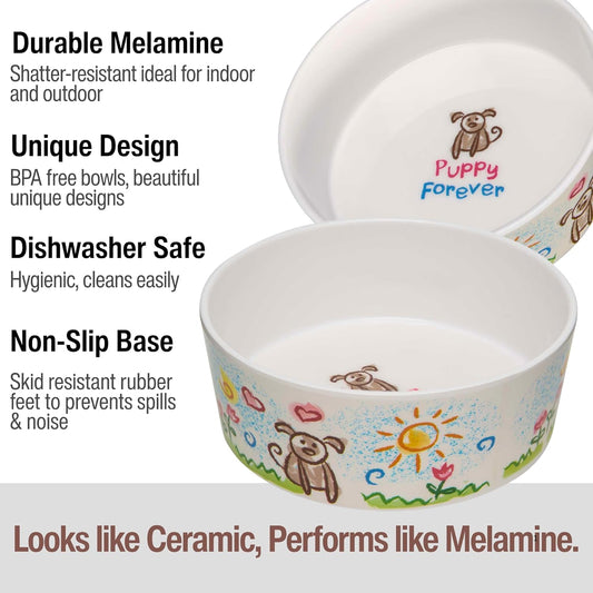 Loving Pets Dolce Moderno Dog Bowl – Modern Melamine Dog Food Bowl & Dog Water Bowl – Durable, Non-Slip Pet Dish for Small & Medium Dogs – Dishwasher Safe Dog Bowl (Small, 16 oz)