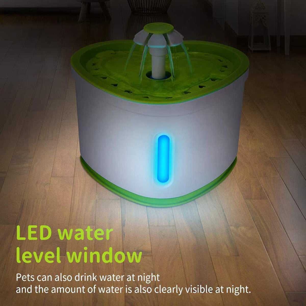 Cat Water Fountain 2L Pet Drinking Fountain,Automatic Cat Puppy Dog Water Dispenser,LED Night Vision Water Level Window, Intelligent Auto Shut Off and Ultra-Quiet Pump, 4 Replacement Filters