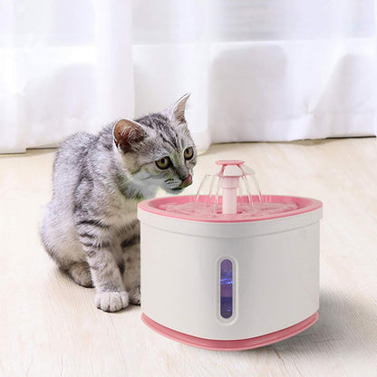 Cat Water Fountain 2L Pet Drinking Fountain,Automatic Cat Puppy Dog Water Dispenser,LED Night Vision Water Level Window, Intelligent Auto Shut Off and Ultra-Quiet Pump, 4 Replacement Filters