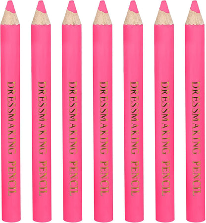 7pcs Fabric Markers for Sewing, Water Soluble Sewing Fabric Pencils with Tip Caps Tailors Chalk Tracing Supplies for Quilting Tailoring Embroidery Dressmakers DIY Crafts (Pink)