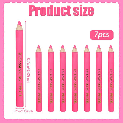 7pcs Fabric Markers for Sewing, Water Soluble Sewing Fabric Pencils with Tip Caps Tailors Chalk Tracing Supplies for Quilting Tailoring Embroidery Dressmakers DIY Crafts (Pink)