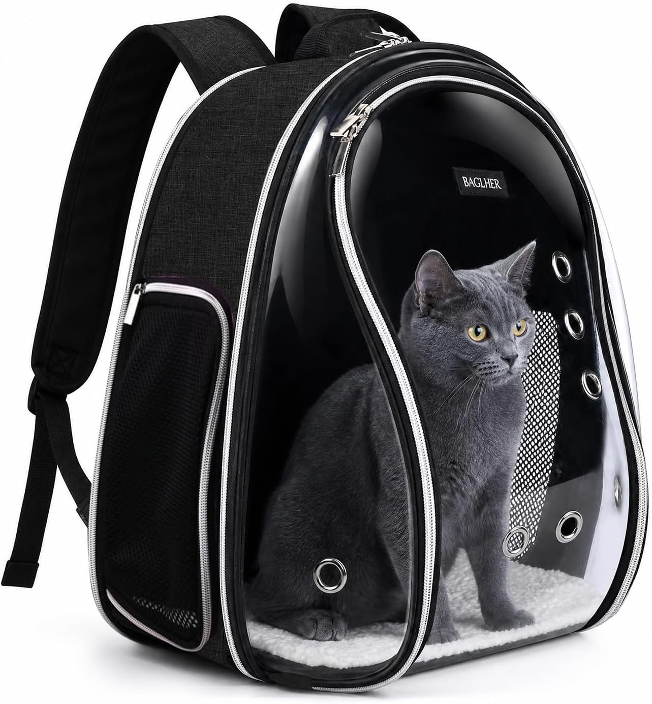 BAGLHER Cat Carrier Backpack Bubble - Fit Up to 18 Lbs - Airline-Approved Dog Backpack Carrier for Small Pets Puppies Dogs Bunny, Space Capsule Dog Carrier Backpack for Travel Outdoor Hiking, Black