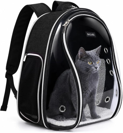 BAGLHER Cat Carrier Backpack Bubble - Fit Up to 18 Lbs - Airline-Approved Dog Backpack Carrier for Small Pets Puppies Dogs Bunny, Space Capsule Dog Carrier Backpack for Travel Outdoor Hiking, Black