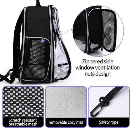 BAGLHER Cat Carrier Backpack Bubble - Fit Up to 18 Lbs - Airline-Approved Dog Backpack Carrier for Small Pets Puppies Dogs Bunny, Space Capsule Dog Carrier Backpack for Travel Outdoor Hiking, Black