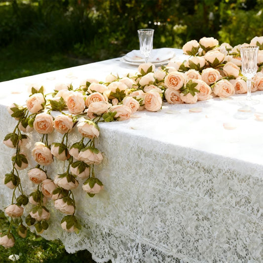 Artificial Peony Flower Heads, Cream White with Peach Center, Silk Fabric with Green Leaves, Decorative Craft Supplies 20PCS