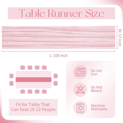 10 Pack Light Pink Cheesecloth Table Runner 17x108 Inch Boho Gauze Cheese Cloth Table Runners for Wedding Party Baby Shower Birthday Home Decor