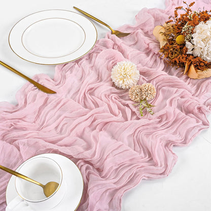 10 Pack Light Pink Cheesecloth Table Runner 17x108 Inch Boho Gauze Cheese Cloth Table Runners for Wedding Party Baby Shower Birthday Home Decor