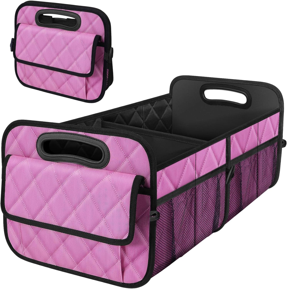 Car Trunk Organizer for SUV, Car Organizers and Storage with Reinforced Handles, Car Accessories for Women/Men 50L Waterproof Polyester Trunk Organizer(Medium,Pink)