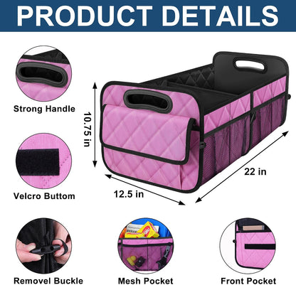 Car Trunk Organizer for SUV, Car Organizers and Storage with Reinforced Handles, Car Accessories for Women/Men 50L Waterproof Polyester Trunk Organizer(Medium,Pink)