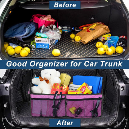 Car Trunk Organizer for SUV, Car Organizers and Storage with Reinforced Handles, Car Accessories for Women/Men 50L Waterproof Polyester Trunk Organizer(Medium,Pink)
