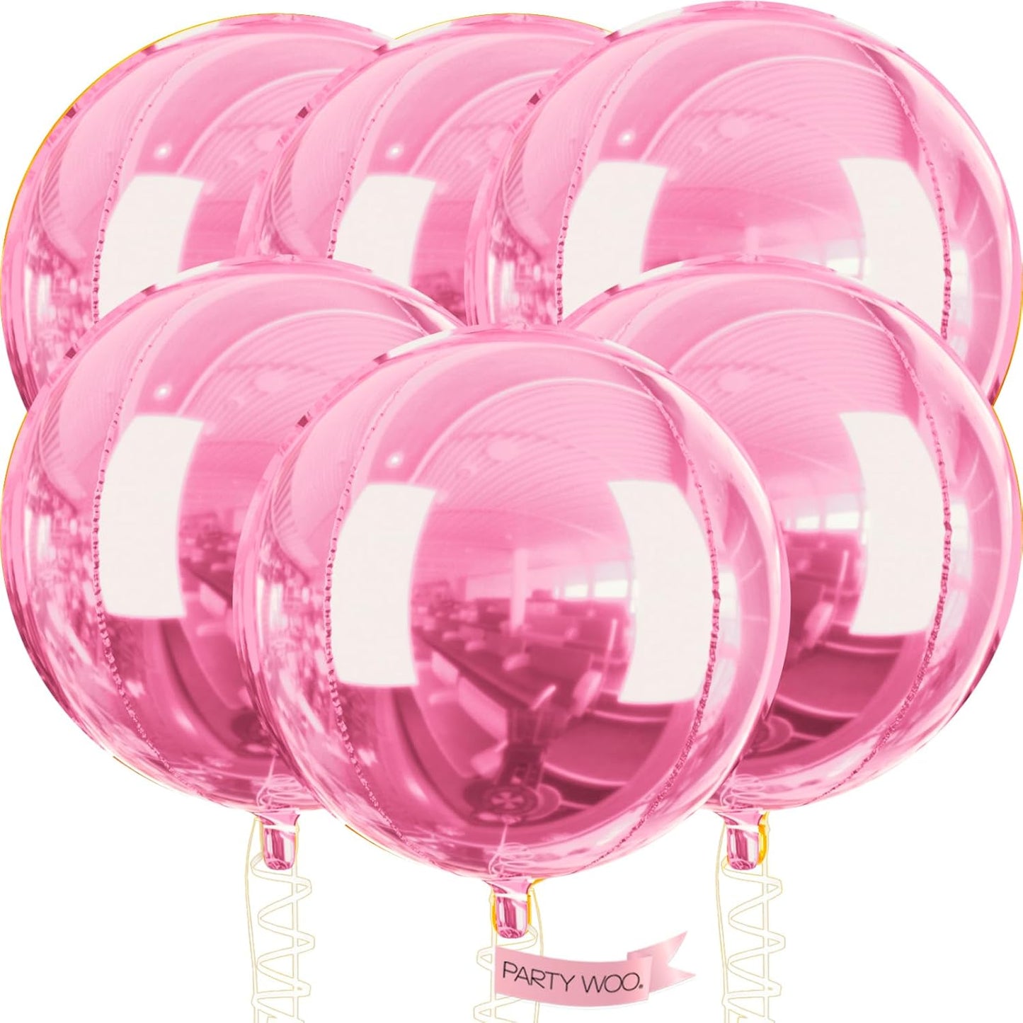 Pearl Pink Foil Balloons 6pcs Large Round Giant Jumbo 4D Balloons