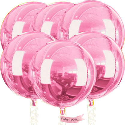 Pearl Pink Foil Balloons 6pcs Large Round Giant Jumbo 4D Balloons