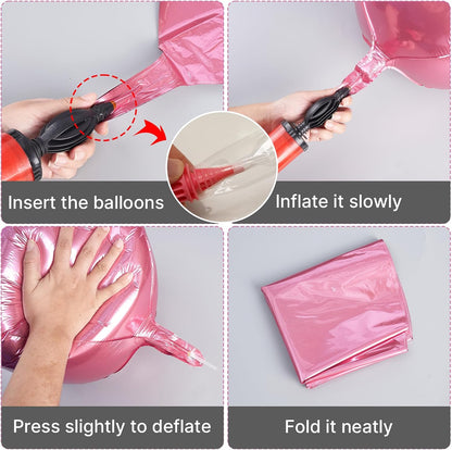 Pearl Pink Foil Balloons 6pcs Large Round Giant Jumbo 4D Balloons