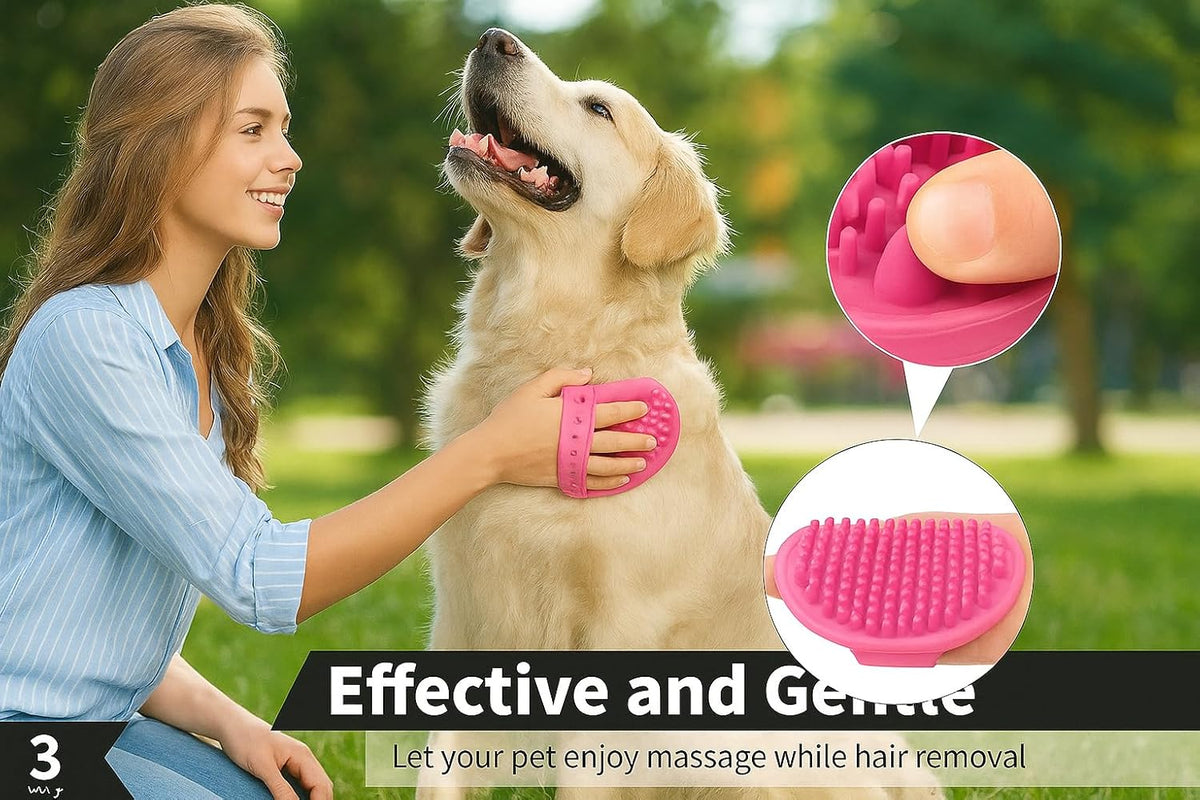 Silicone Pet Grooming Brush for Dogs & Cats – Soft Bath Brush, Gentle Deshedding & Massage Tool, Adjustable Hand Strap, Use Wet or Dry for Short & Long Hair Pets (Pink)