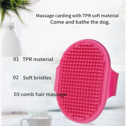 Silicone Pet Grooming Brush for Dogs & Cats – Soft Bath Brush, Gentle Deshedding & Massage Tool, Adjustable Hand Strap, Use Wet or Dry for Short & Long Hair Pets (Pink)