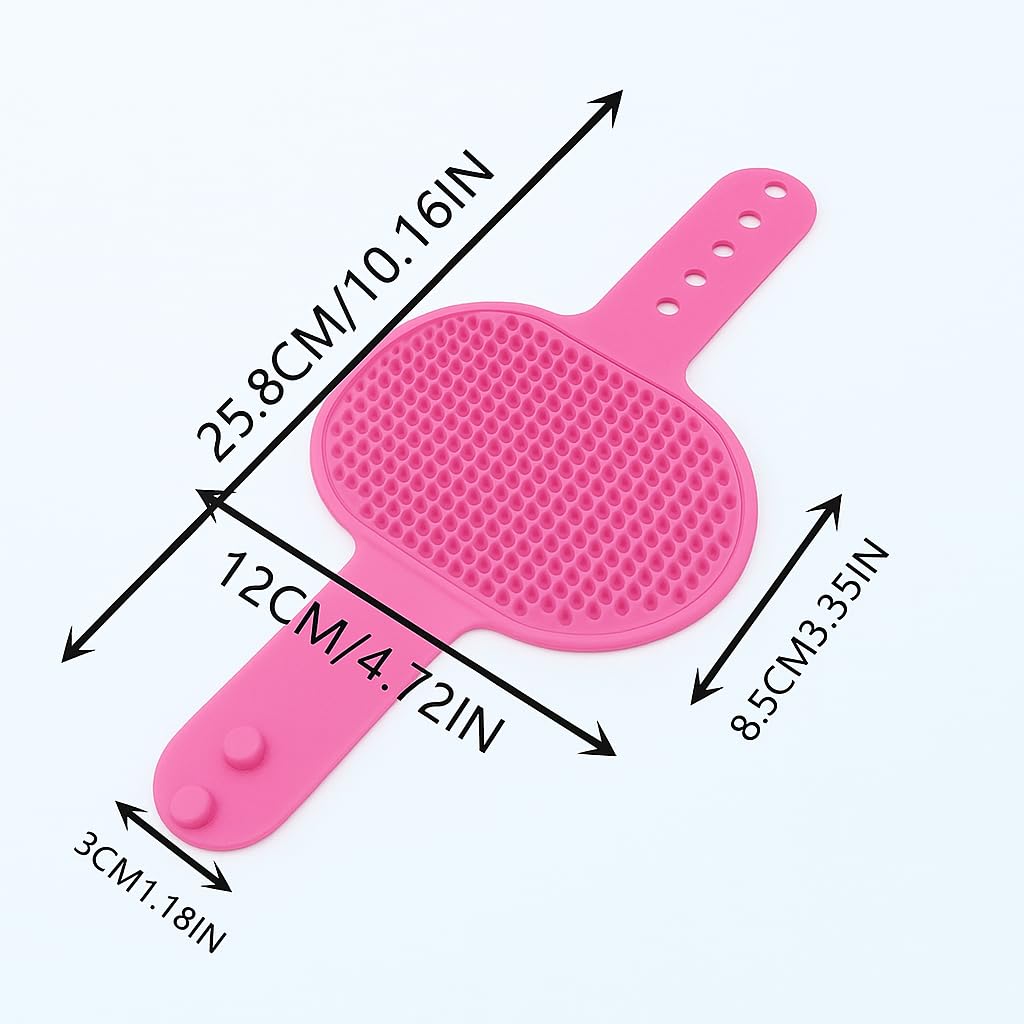 Silicone Pet Grooming Brush for Dogs & Cats – Soft Bath Brush, Gentle Deshedding & Massage Tool, Adjustable Hand Strap, Use Wet or Dry for Short & Long Hair Pets (Pink)