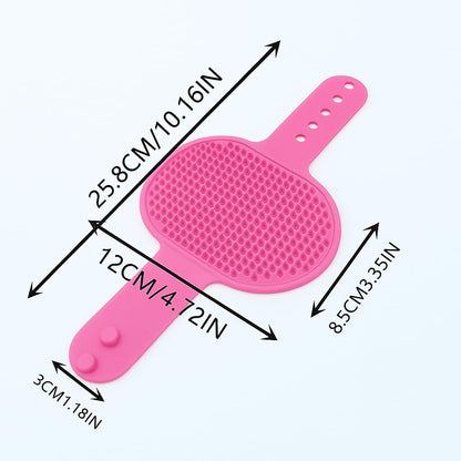 Silicone Pet Grooming Brush for Dogs & Cats – Soft Bath Brush, Gentle Deshedding & Massage Tool, Adjustable Hand Strap, Use Wet or Dry for Short & Long Hair Pets (Pink)