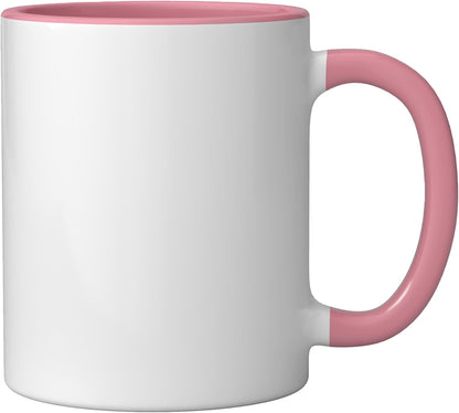 Dutch Oven Master Lid Lifter Ceramic Mug, Pink/White, 11oz
